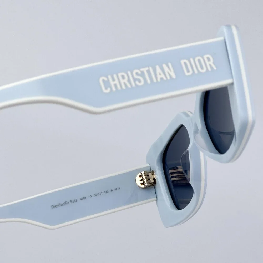 Dior DIORPACIFIC S1U 80B0 Men NEW AUTHENTIC Sunglasses Blue White Rectangle